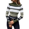image:imageFloerns Womens Striped Fall Sweaters Color Block Mock Neck Long Sleeve Knit Old Money Pullover JumperGreen