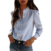 image:imageFloerns Womens Striped Frill Button Down Shirt Long Sleeve Business Casual Office Work BlousesLight Blue