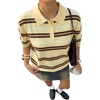 image:imageFloerns Womens Striped Golf Shirts Short Sleeve Collared Going Out Preppy Knit TopsButter Yellow