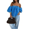 image:imageFloerns Womens Striped Off The Shoulder Tops Lantern Sleeve Beach Vacation Summer BlousesBlue