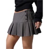 image:imageFloerns Womens Striped Pleated Micro Mini Skirts Low Waist Uniform SkirtGrey