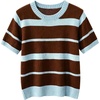 image:imageFloerns Womens Striped Short Sleeve Knit Top Crew Neck Casual SweatersMulticolor