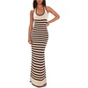 image:imageFloerns Womens Striped Sweater Dress Halter Sleeveless Knitted Beach Vacation Bodycon Long DressesCoffee Brown