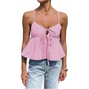 image:imageFloerns Womens Summer Striped Sleeveless Camisole Ruffle Peplum TopsPink