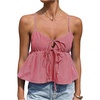 image:imageFloerns Womens Summer Striped Sleeveless Camisole Ruffle Peplum TopsRed