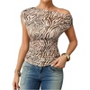 image:imageFloerns Womens Y2K Leopard Asymmetrical Neck T Shirt Sleeveless TopsZebra Brown