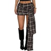 image:imageFloerns Womens Y2k Gingham Mini Skirt Low Rise Tie Front Plaid Preppy Going Out Pencil SkirtBrown Multi