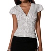 image:imageFloerns Womens Y2k Polka Dots Shirt Button Down V Neck Slim Fit Preppy TopBlack and White