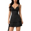image:imageFloerns Womens Y2k Striped Mini Dress Bow Knotted V Neck A Line DressesBlack