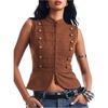 image:imageFloerns Womens Y2k Striped Zipper Tank Tops Napoleon Jacket Dressy BlousesRust Brown