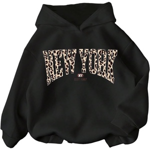 image:imageFloerns Girls Y2k Cheetah Print Hoodie Pullovers Long Sleeve Drop Shoulder SweatshirtBlack Multi