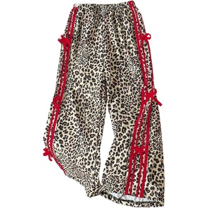 image:imageFloerns Girls Y2k Cheetah Wide Leg Pants Bow Striped Baggy TrousersRed