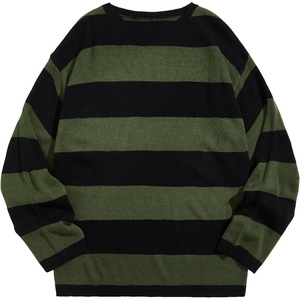 image:imageFloerns Men Striped Pullover Sweater Colorblock Crew Neck Knit Casual TopsArmy Green