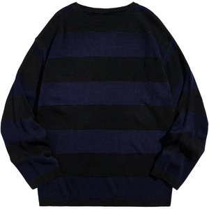 image:imageFloerns Men Striped Pullover Sweater Colorblock Crew Neck Knit Casual TopsDeep Blue