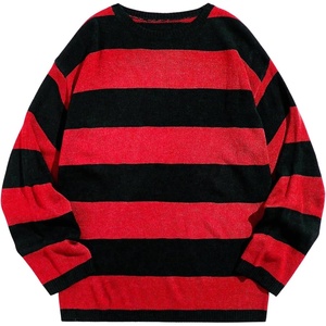 image:imageFloerns Men Striped Pullover Sweater Colorblock Crew Neck Knit Casual TopsRed
