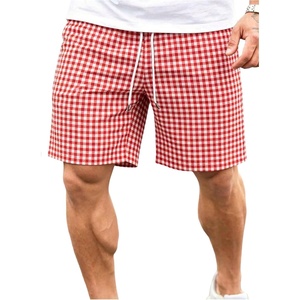 image:imageFloerns Mens Gingham Swim Trunks Summer Drawstring Waist Beach ShortsRed