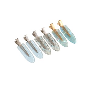 image:imageFloerns Womens 4 Pcs Polka Dots Hair Clips Duckbill Alligator ClipBlue