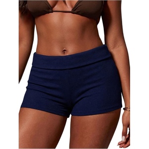 image:imageFloerns Womens Crochet Micro Shorts Striped Knit Summer Beach Mini ShortDark Blue