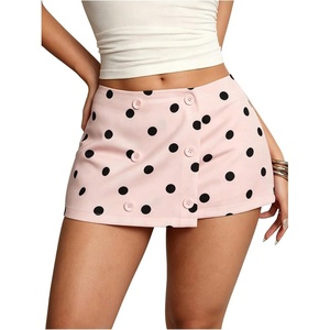 image:imageFloerns Womens Cute Polka Dots Coquette Button Front Mini Skirt SkortsPink