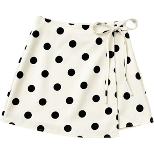 image:imageFloerns Womens Cute Wrap A Line Polka Dots Coquette Mini Skirt SkortsWhite