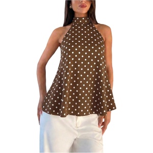 image:imageFloerns Womens Elegant Polka Dots Halter Tops Sleeveless Party Going Out Tank TopsBrown Polka Dots