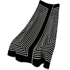 image:imageFloerns Womens Elegant Striped High Waist Wrap A Line Midi SkirtBlack