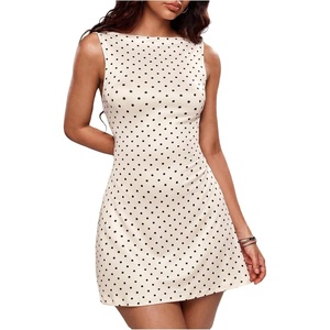 image:imageFloerns Womens Going Out Polka Dots Tank Mini Dress Open Back Formal Wedding Guest DressesWhite