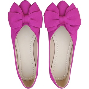image:imageFloerns Womens Leopard Bow Closed Toe Ballet Flats Pointed Toe Dressy Elegant Flat ShoesHot Pink