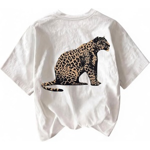 image:imageFloerns Womens Leopard Graphic T Shirts Casual Short Sleeve Crew Neck Summer Tops StreetwearBrown