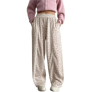 image:imageFloerns Womens Leopard Print Wide Leg Pants Y2K Hip Hop Going Out High Waisted Baggy SweatpantsLight Brown Leopard