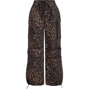 image:imageFloerns Womens Leopard Straight Leg Cargo Pants Cheetah TrousersBlack