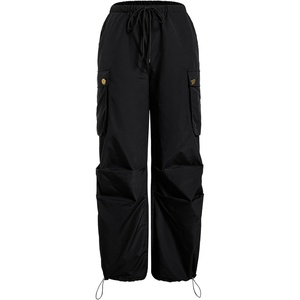 image:imageFloerns Womens Leopard Straight Leg Cargo Pants Cheetah TrousersBlack Solid
