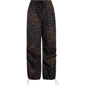 image:imageFloerns Womens Leopard Straight Leg Cargo Pants Cheetah TrousersBrown and Black
