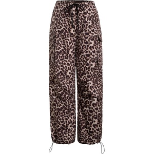 image:imageFloerns Womens Leopard Straight Leg Cargo Pants Cheetah TrousersLight Brown