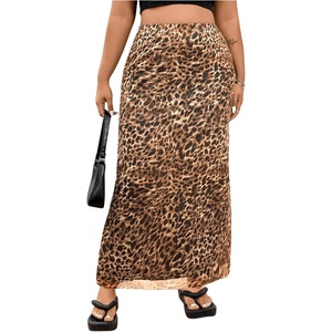 image:imageFloerns Womens Plus Size Leopard Print Mesh High Waisted Maxi SkirtsBrown Leopard