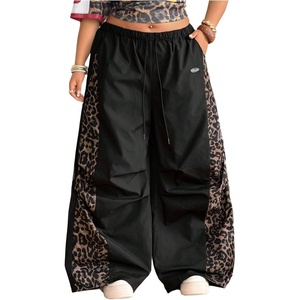 image:imageFloerns Womens Plus Size Leopard Y2k Wide Leg Track Pants Baggy SweatpantsBlack