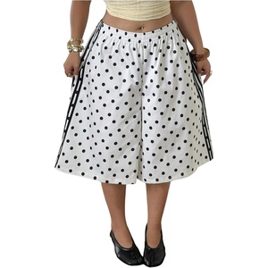 image:imageFloerns Womens Plus Size Polka Dots Bermuda Shorts Wide Leg Baggy ShortsBlack and White