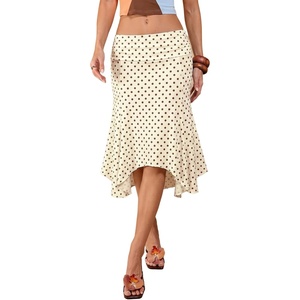 image:imageFloerns Womens Polka Dots Asymmetrical Hem Date Night Midi SkirtsApricot