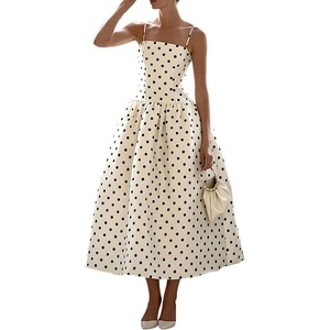 image:imageFloerns Womens Polka Dots Maxi Dress Spaghetti Strap A Line Party DressesWhite