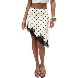 image:imageFloerns Womens Polka Dots Midi Skirt Low Rise Asymmetrical Party SkirtApricot