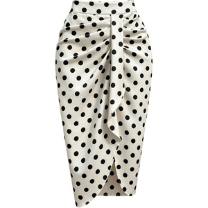image:imageFloerns Womens Polka Dots Midi Skirt Ruched Slit Business Pencil SkirtWhite