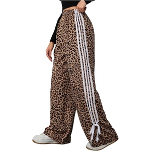 image:imageFloerns Womens Y2K Bow Striped Leopard Print Wide Leg PantsBrown Multi