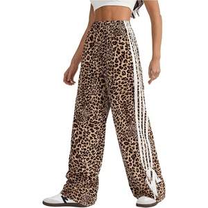 image:imageFloerns Womens Y2K Bow Striped Leopard Print Wide Leg PantsCoffee Brown