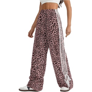 image:imageFloerns Womens Y2K Bow Striped Leopard Print Wide Leg PantsPink