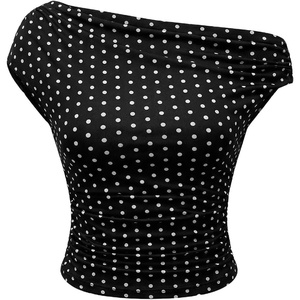 image:imageFloerns Womens Y2K Leopard Asymmetrical Neck T Shirt Sleeveless TopsBlack Polka Dots