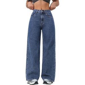 image:imageFloerns Womens Y2k Cheetah Wide Leg Jeans High Waisted Baggy Denim PantsDark Wash