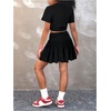 image:imageFloerns Girls 2 Piece Summer Outfits Short Sleeve T Shirt with Ruffle Mini Skirts Clothing SetsBlack