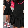 image:imageFloerns Girls 2 Piece Summer Outfits Short Sleeve T Shirt with Ruffle Mini Skirts Clothing SetsBlack