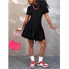 image:imageFloerns Girls 2 Piece Summer Outfits Short Sleeve T Shirt with Ruffle Mini Skirts Clothing SetsBlack