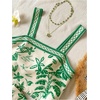 image:imageFloerns Girls 2 Piece Vacation Outfits Boho Tropical Smocked Crop Tank Tops with A Line Skirt SetGreen Tropical